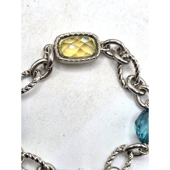 Napier Nickel-Free Silver-Tone Bracelet With Yellow & Blue Faceted Stones - Picture 3 of 3
